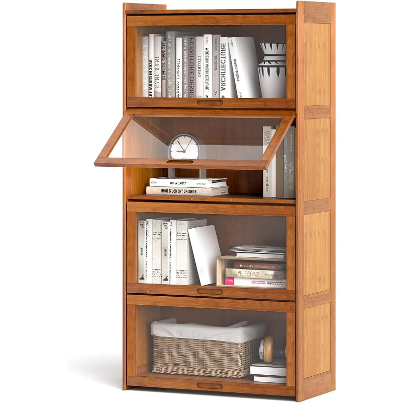 Bamboo Flip‑Door Bookcase