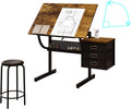 Adjustable Artist Drafting Table with Stool