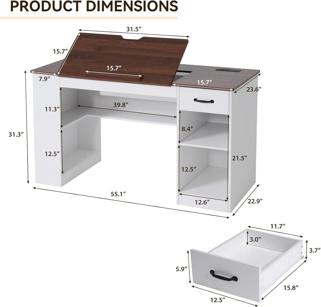 White Drafting Craft Table