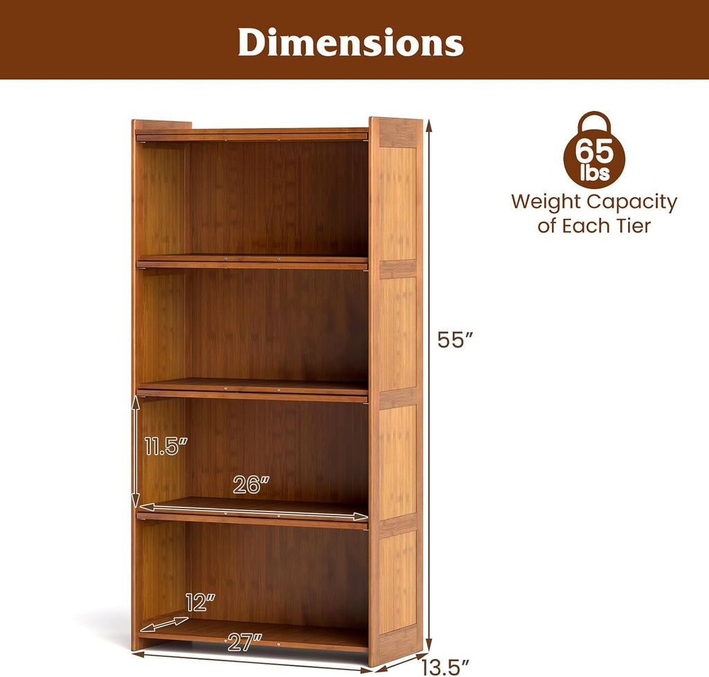 Bamboo Flip‑Door Bookcase