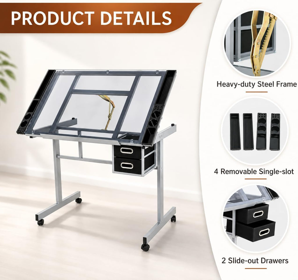 Glass Top Drafting Table