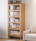 Solid Wood Glass Flip‑Door Bookcase