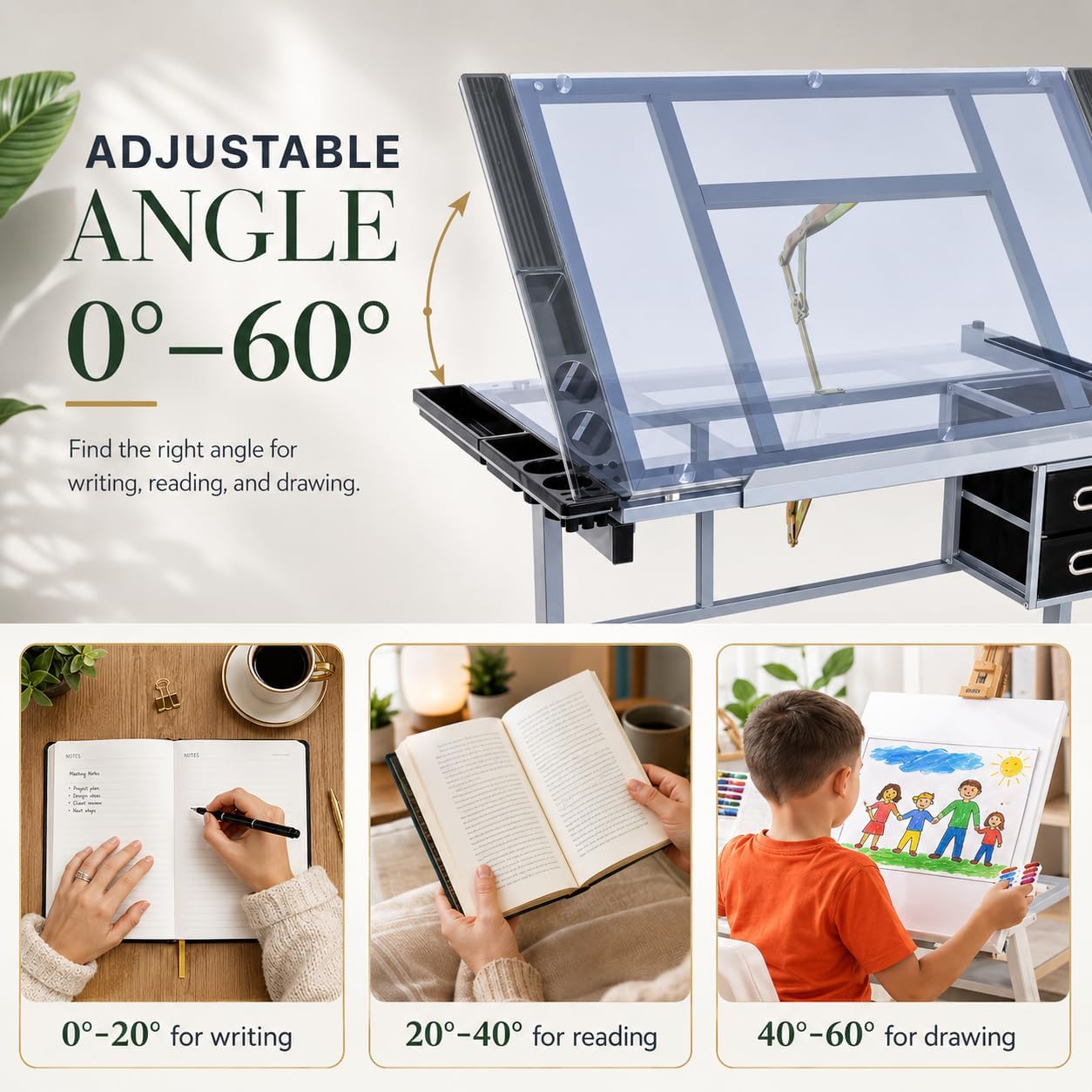 Glass Top Drafting Table