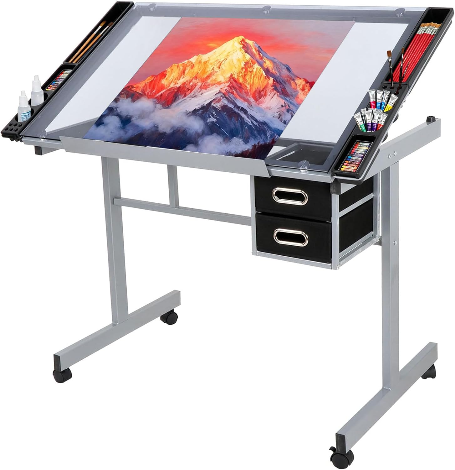 Glass Top Drafting Table
