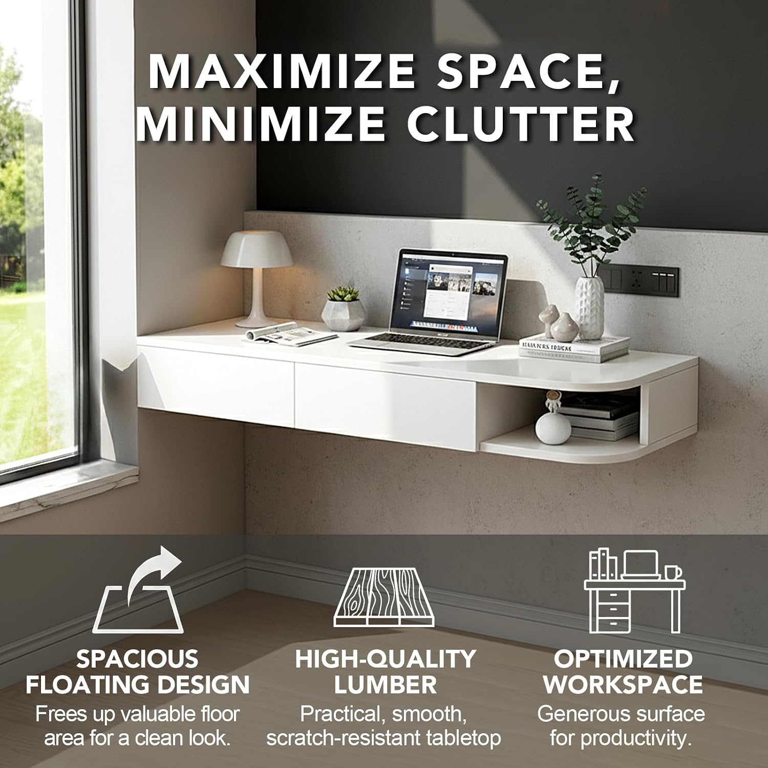 Corner Floating Wall Mounted Desk
