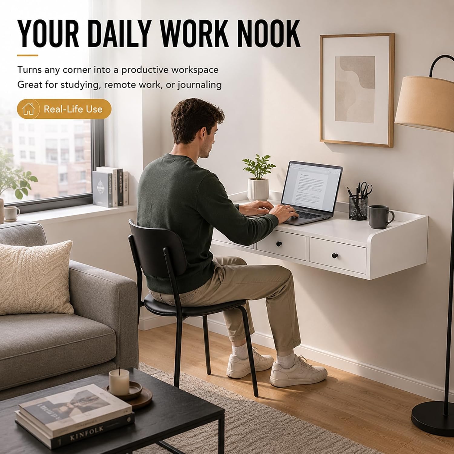 Wall Mounted Floating Wood Desk