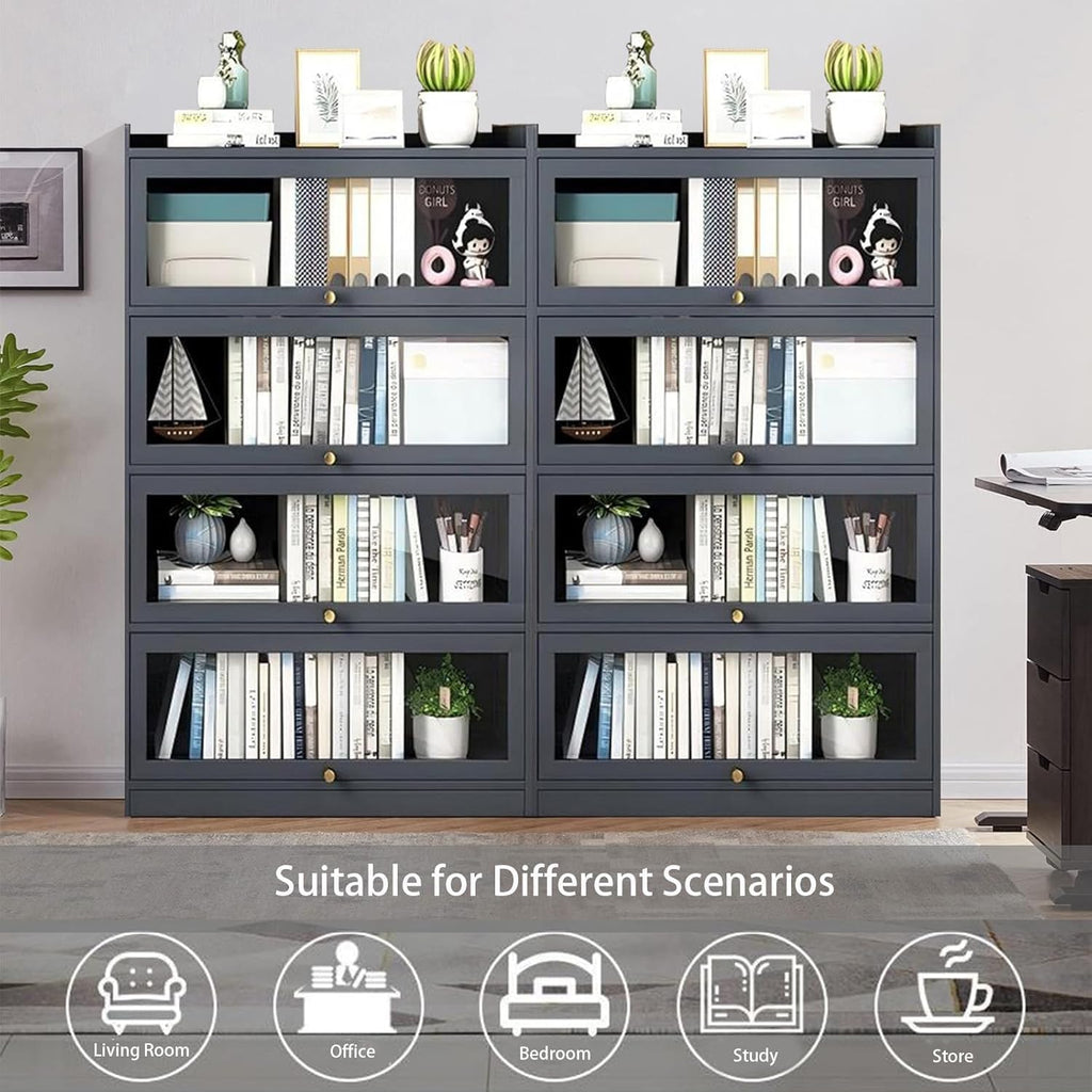Bamboo Tall Bookcase with Acrylic Doors