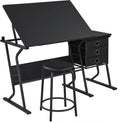 Black Drafting Table with Stool