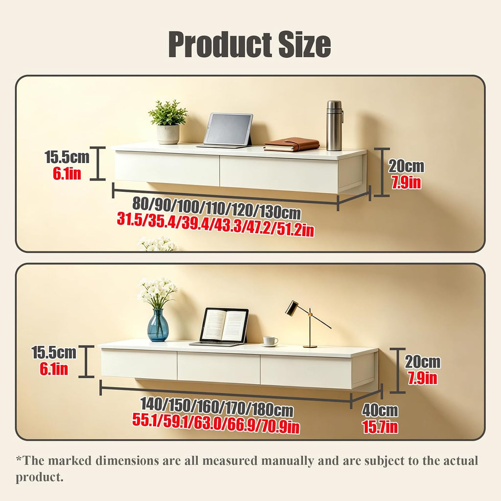 Floating Desk with Drawers Wood Floating Vanity Makeup Table