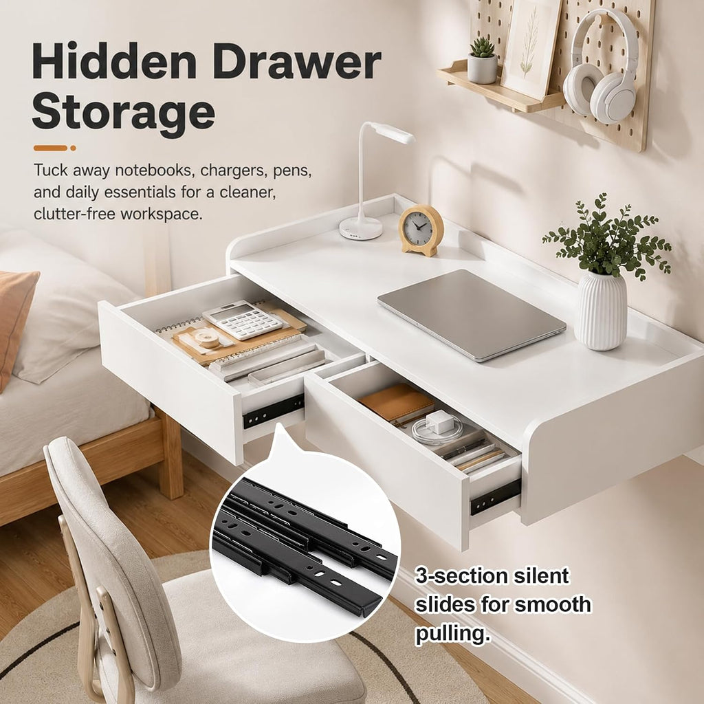 Floating Wall Mount Desk with Drawer
