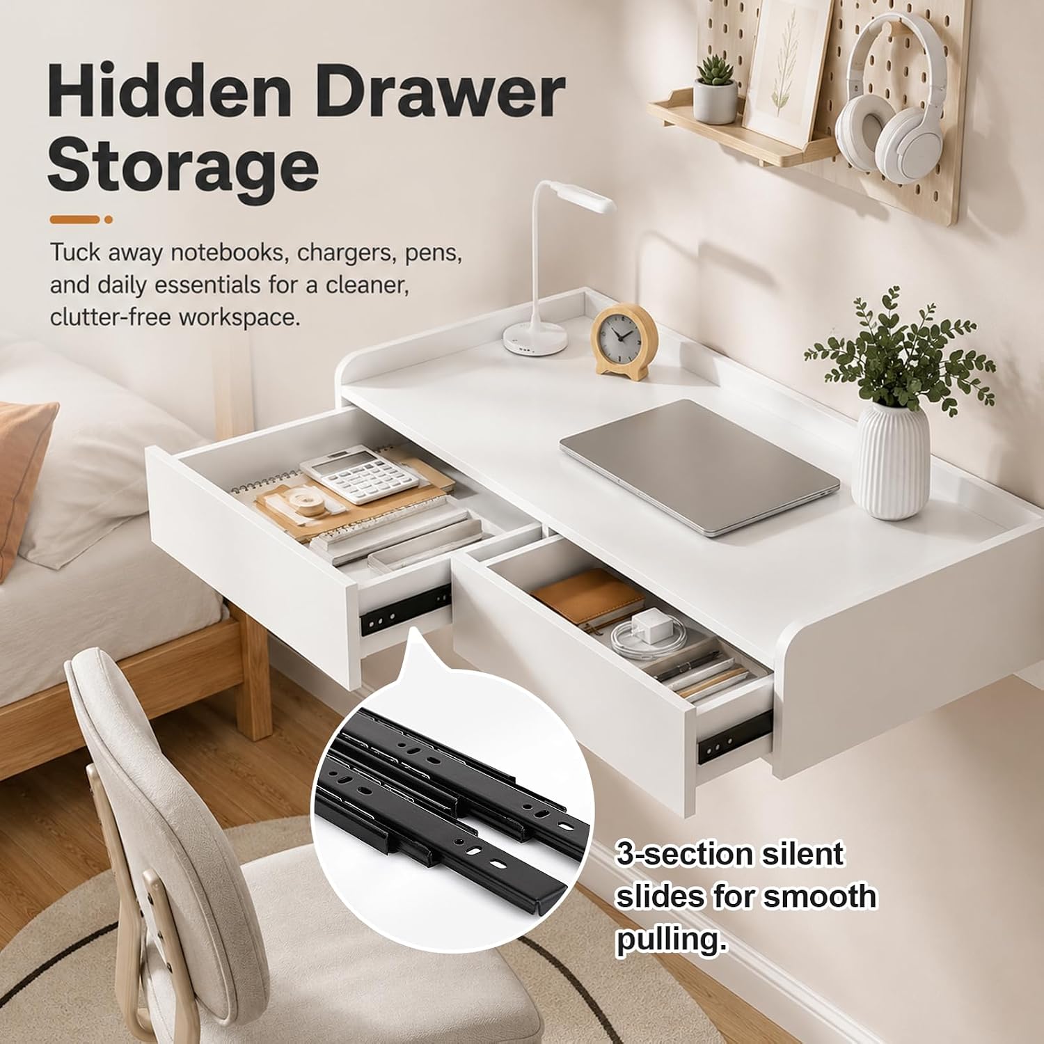 Floating Wall Mount Desk with Drawer