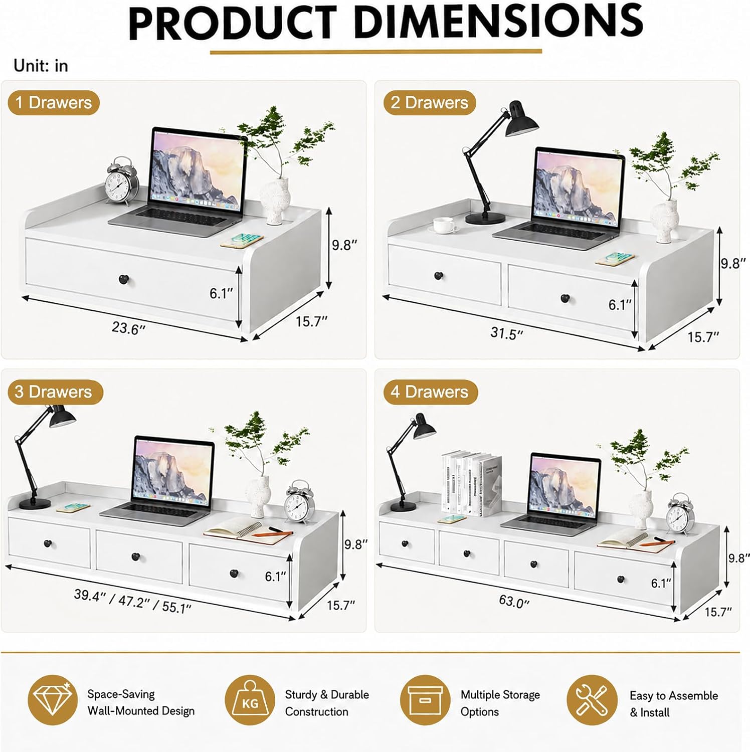 Wall Mounted Floating Wood Desk