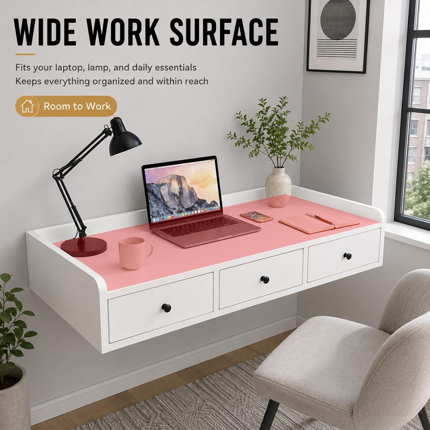 Wall Mounted Floating Wood Desk