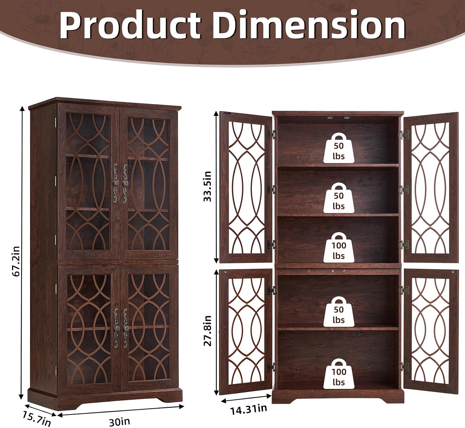 Walnut Glass Door Bookcase