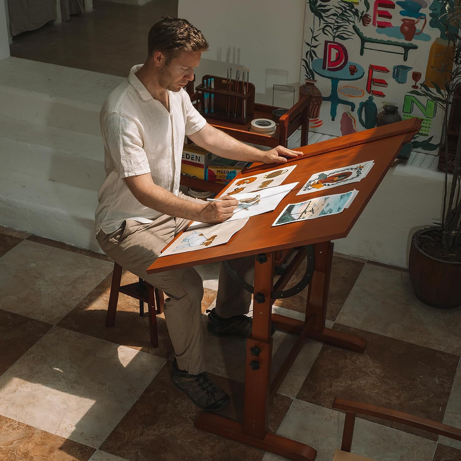 Large Wood Drafting Table