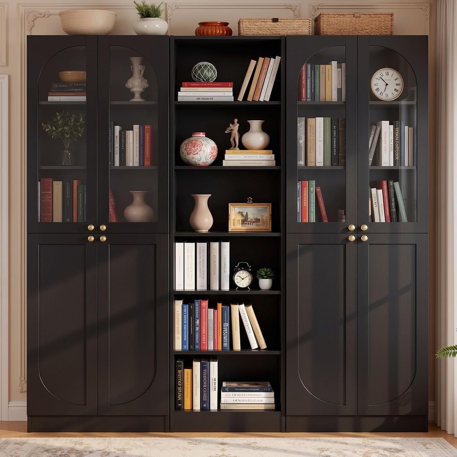 80" Tall Glass Door Bookcase