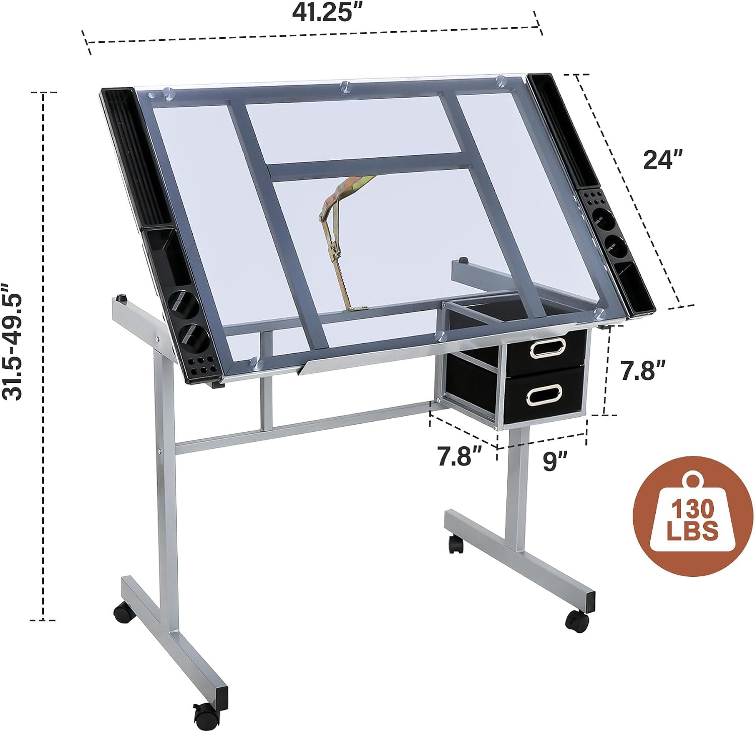 Glass Top Drafting Table