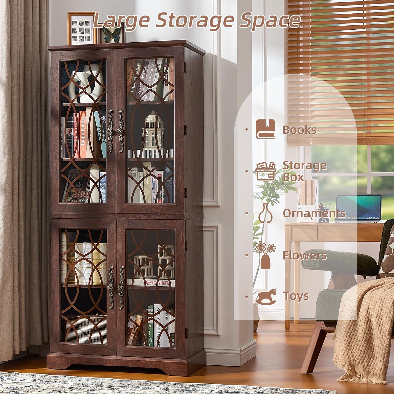 Walnut Glass Door Bookcase