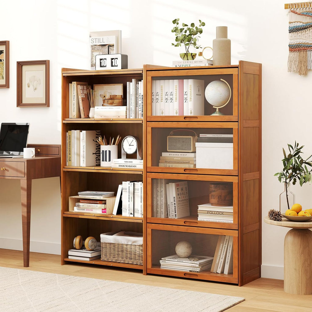 Bamboo Flip‑Door Bookcase