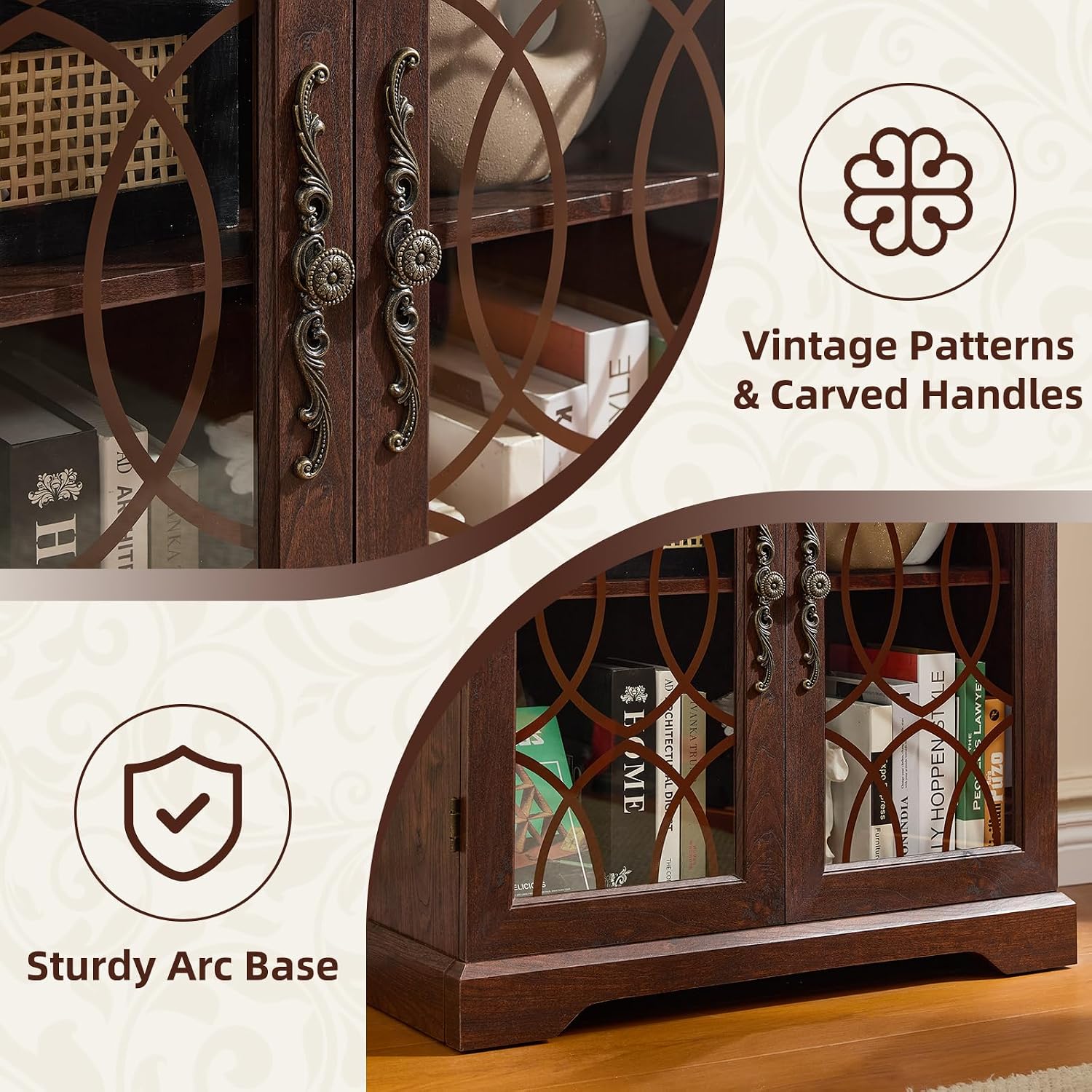 Walnut Glass Door Bookcase