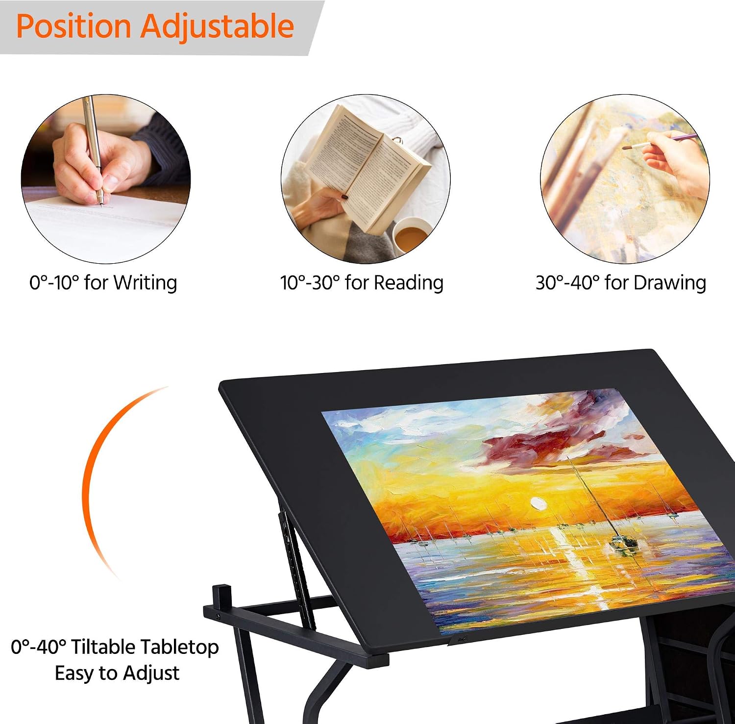 Black Drafting Table with Stool