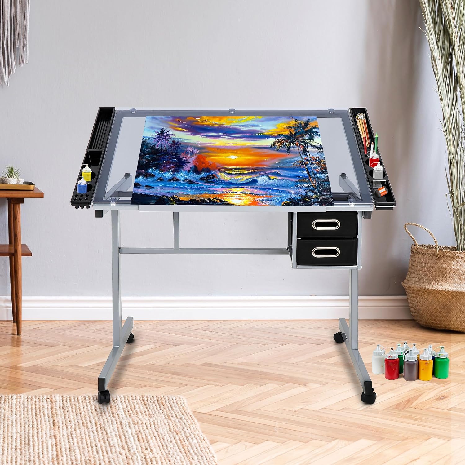 Glass Top Drafting Table