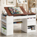 Adjustable Drafting Table with Storage Shelves