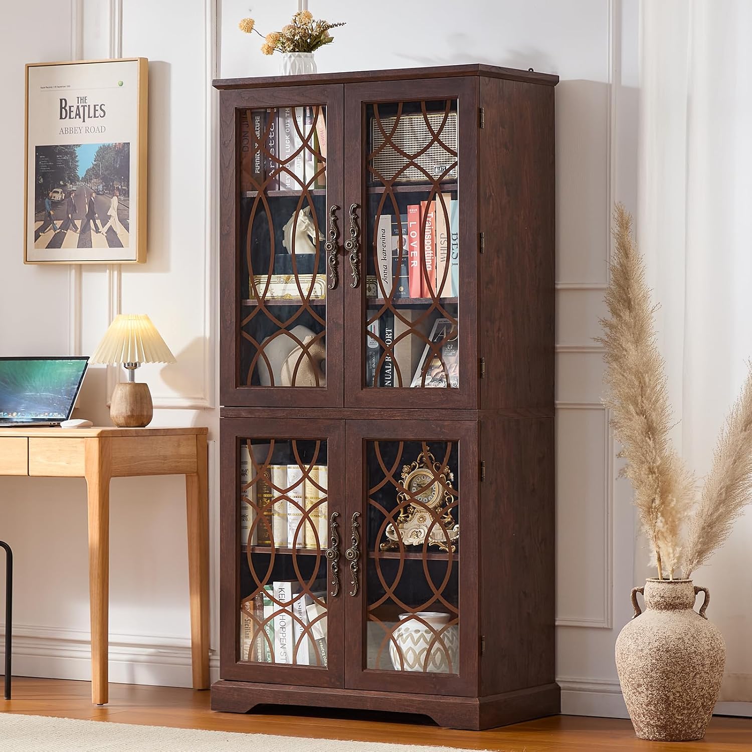Walnut Glass Door Bookcase