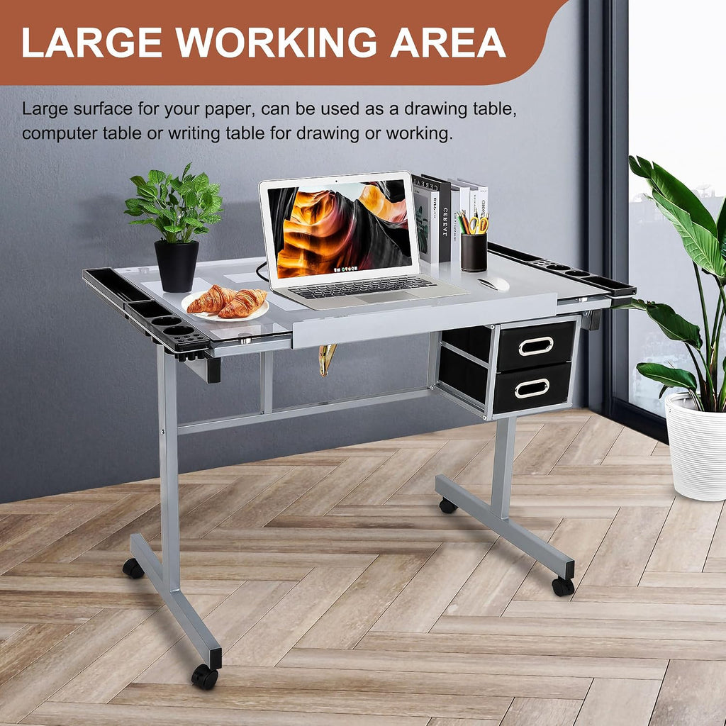 Glass Top Drafting Table