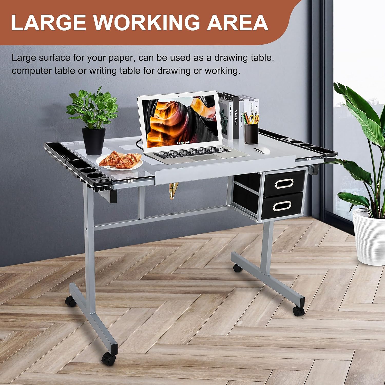 Glass Top Drafting Table