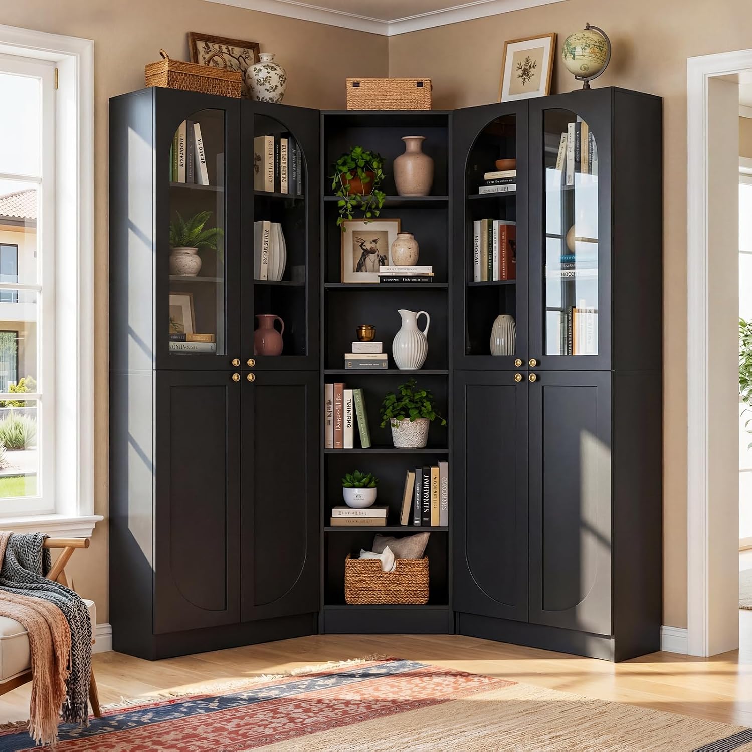 80" Tall Glass Door Bookcase