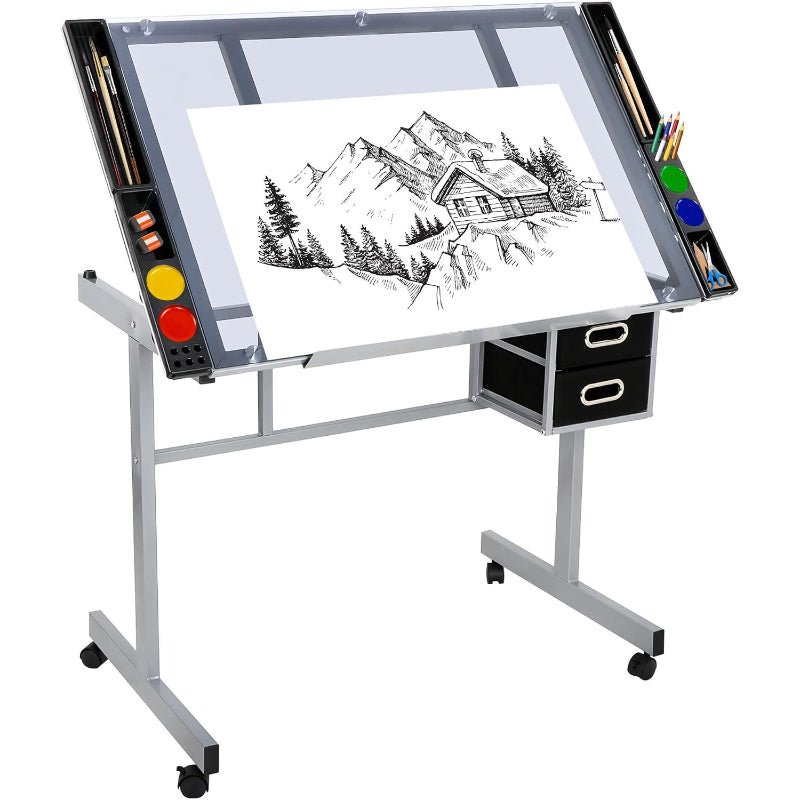 Glass Top Drafting Table