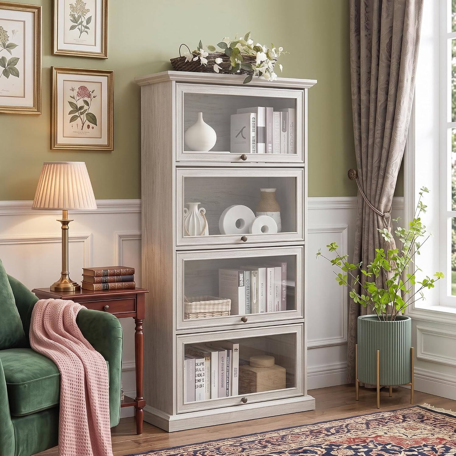 Farmhouse Barrister Glass Display Bookcase